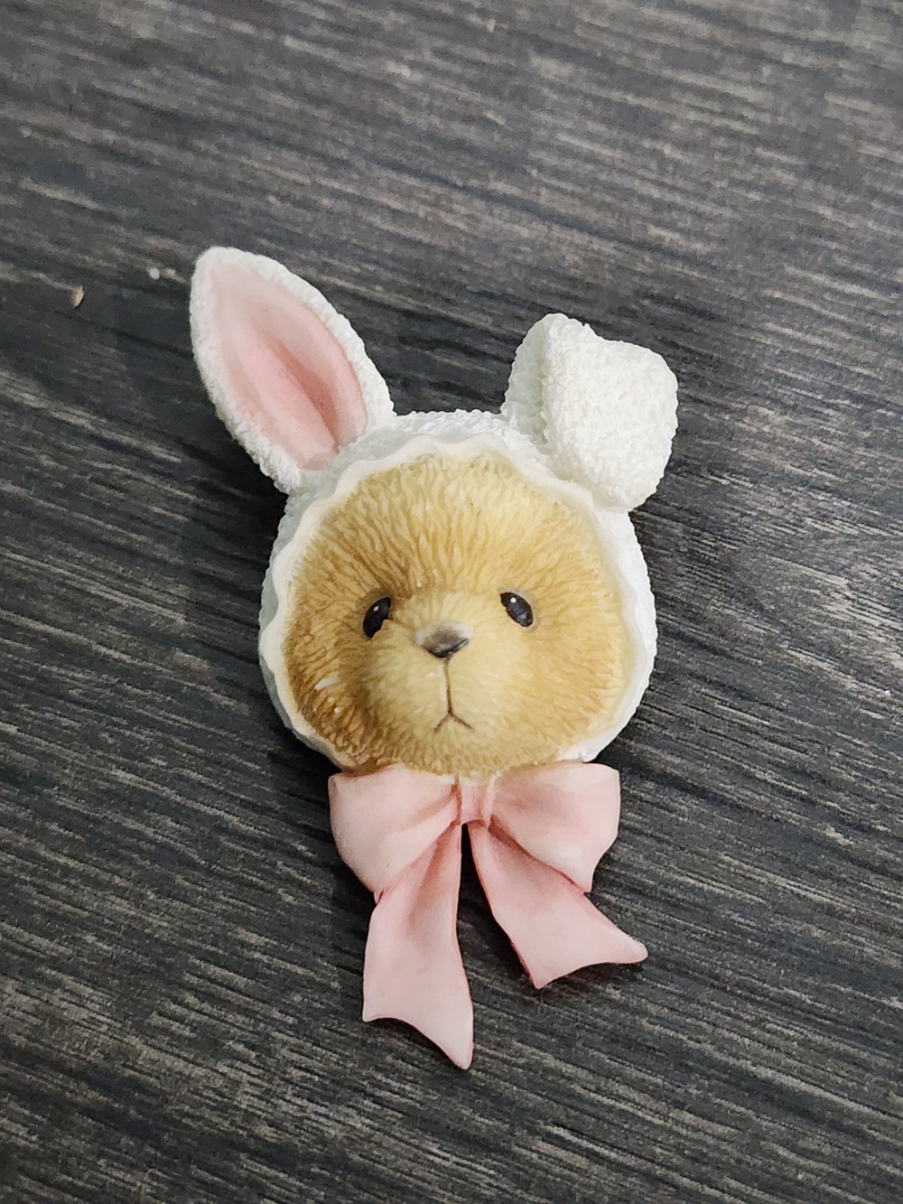 Cherished Teddies Bunny Bear Brooch in Cream, White, Pink - Picture 1 of 2